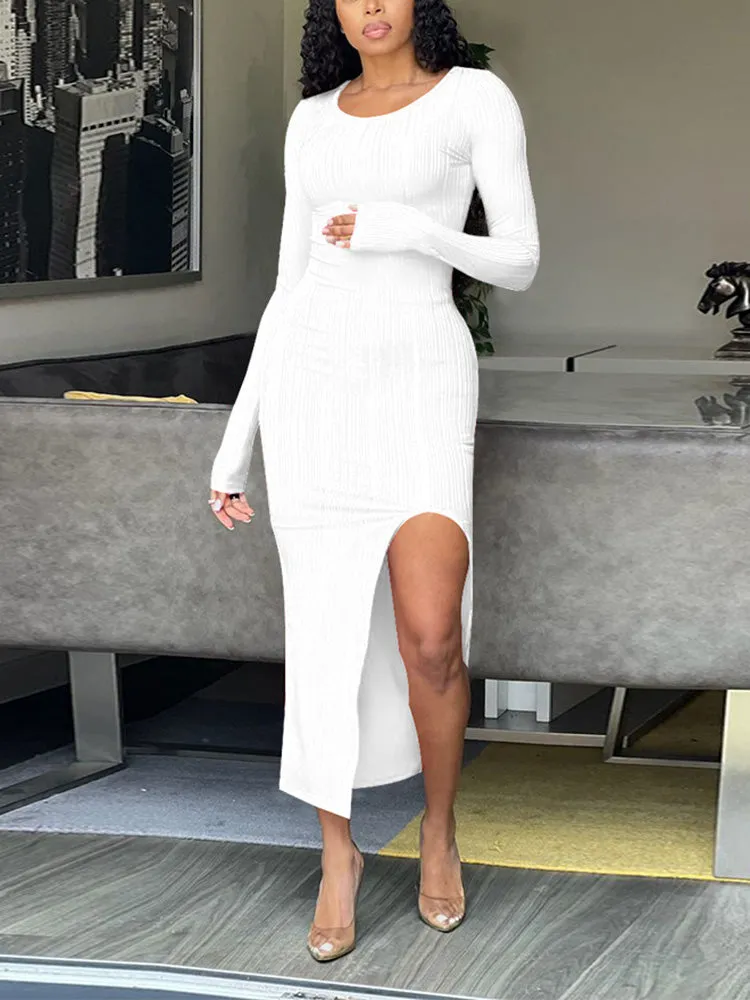 High Split Bodycon Midi Dress