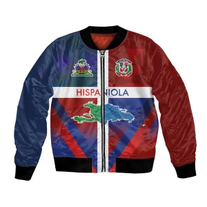 Hispaniola Bomber Jacket Haiti and Dominican Republic Emblems and Flag Style LT03