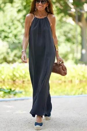 Hitch - Halter maxi dress in linen blend