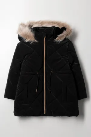 Hooded Puffer Jacket Black