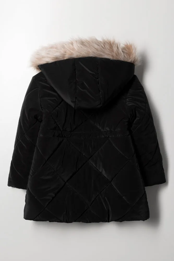 Hooded Puffer Jacket Black