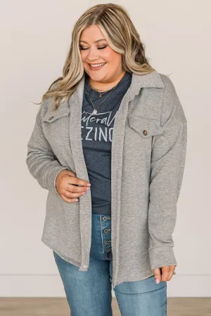 Hooked On Your Love Button Top- Heather Grey