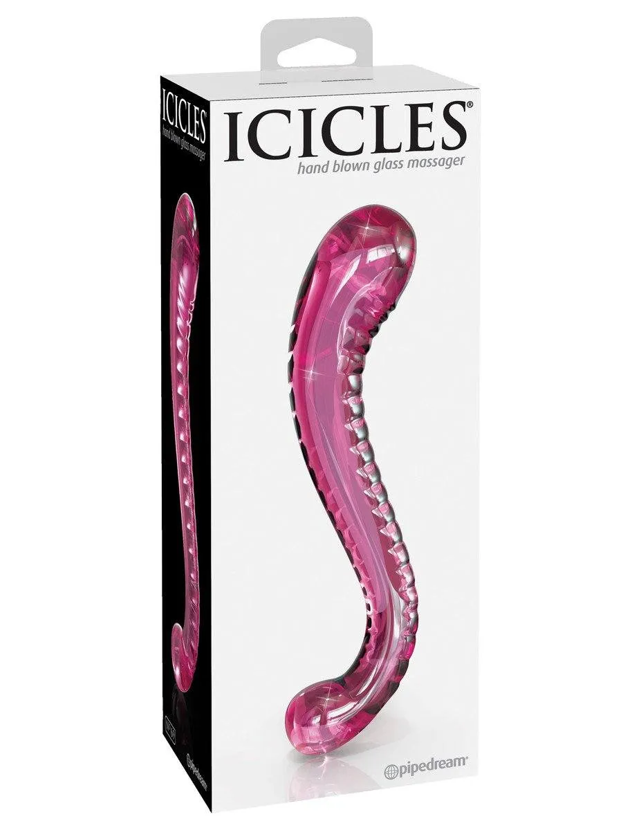 Icicles No. 69 - Pink Curved GLASS DILDO