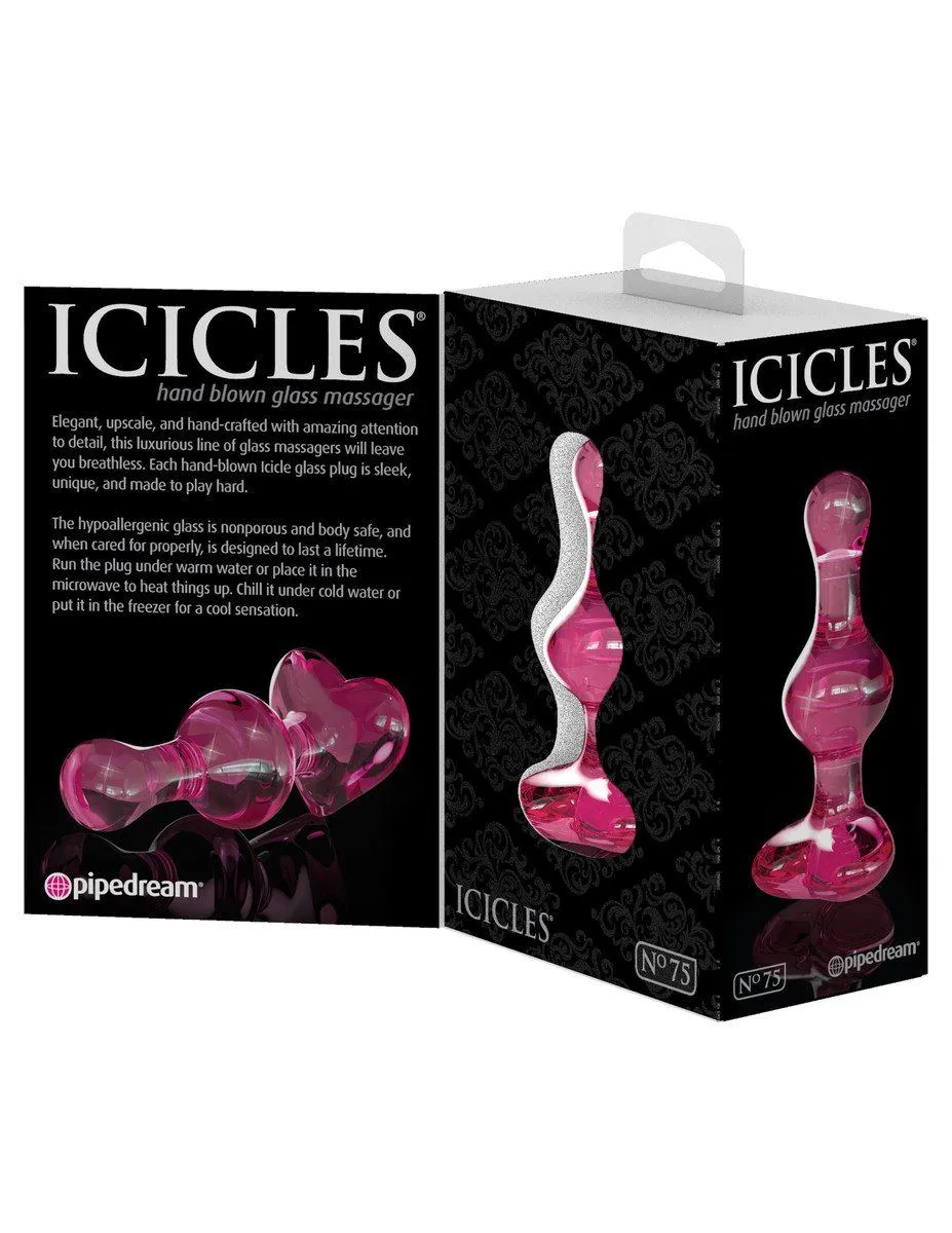 Icicles No. 75 - Pink Heart GLASS BUTT PLUG