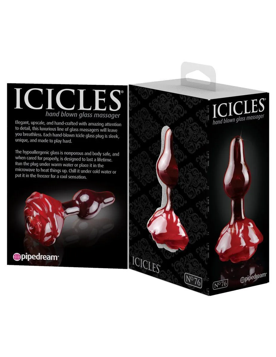 Icicles No. 76 - Red Rose GLASS BUTT PLUG