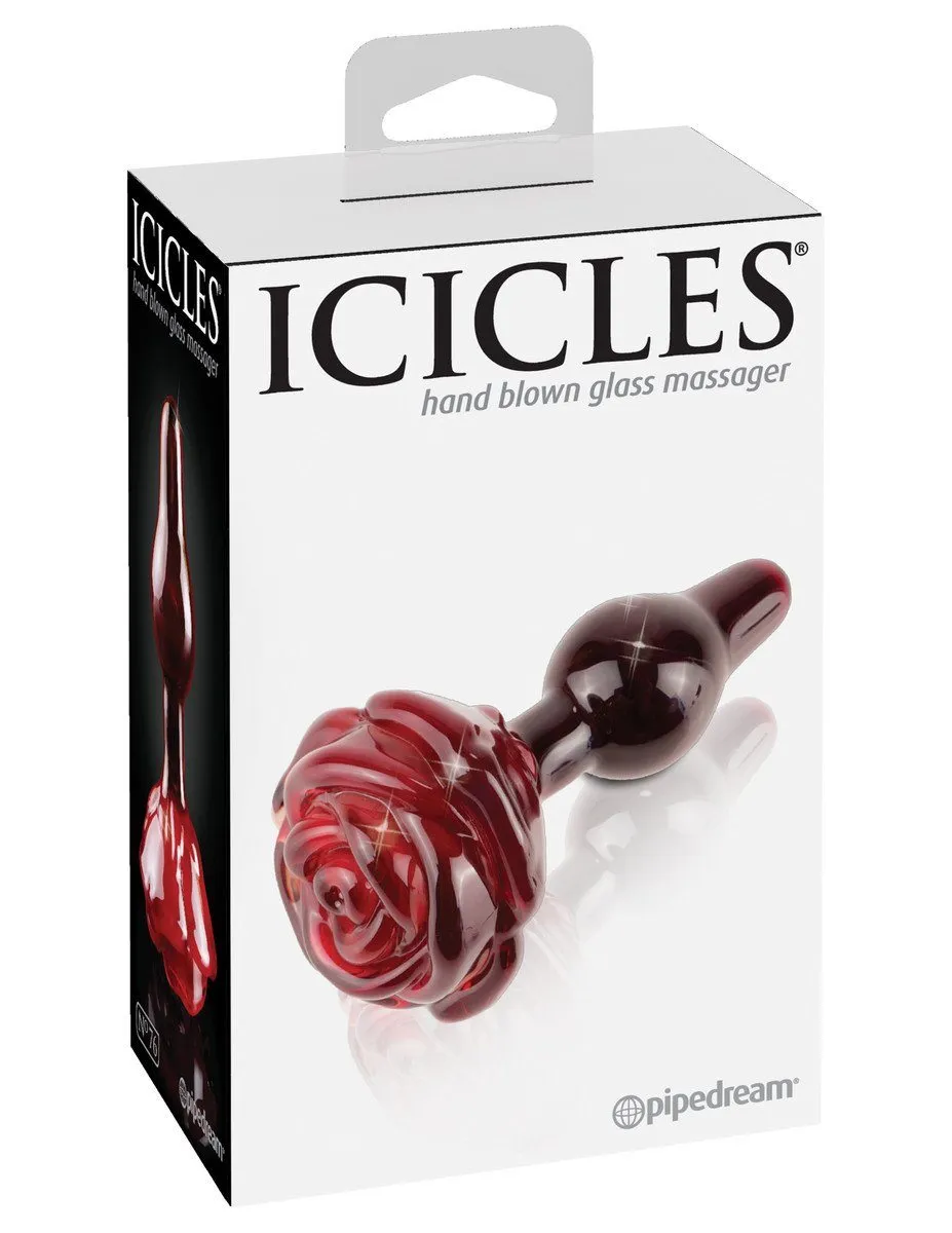 Icicles No. 76 - Red Rose GLASS BUTT PLUG