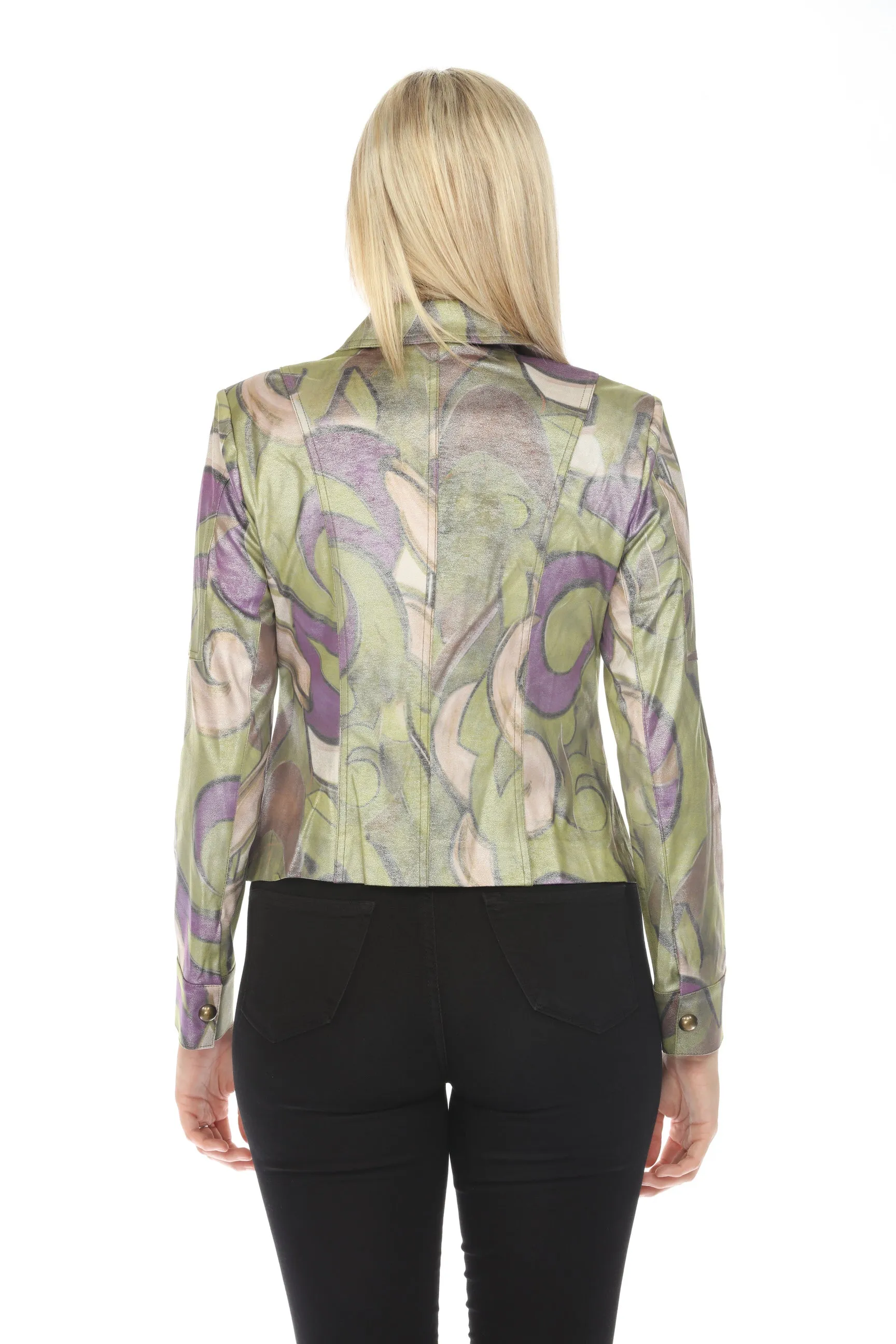 Insight New York Metallic Vegan Leather Moto Jacket BCJ10115HMPR
