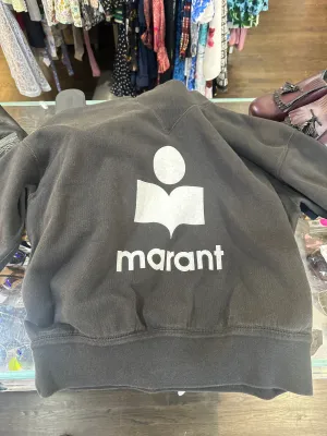 ISABEL ETOILE MARANT Dark Charcoal Grey Mock Neck Logo Sweatshirt