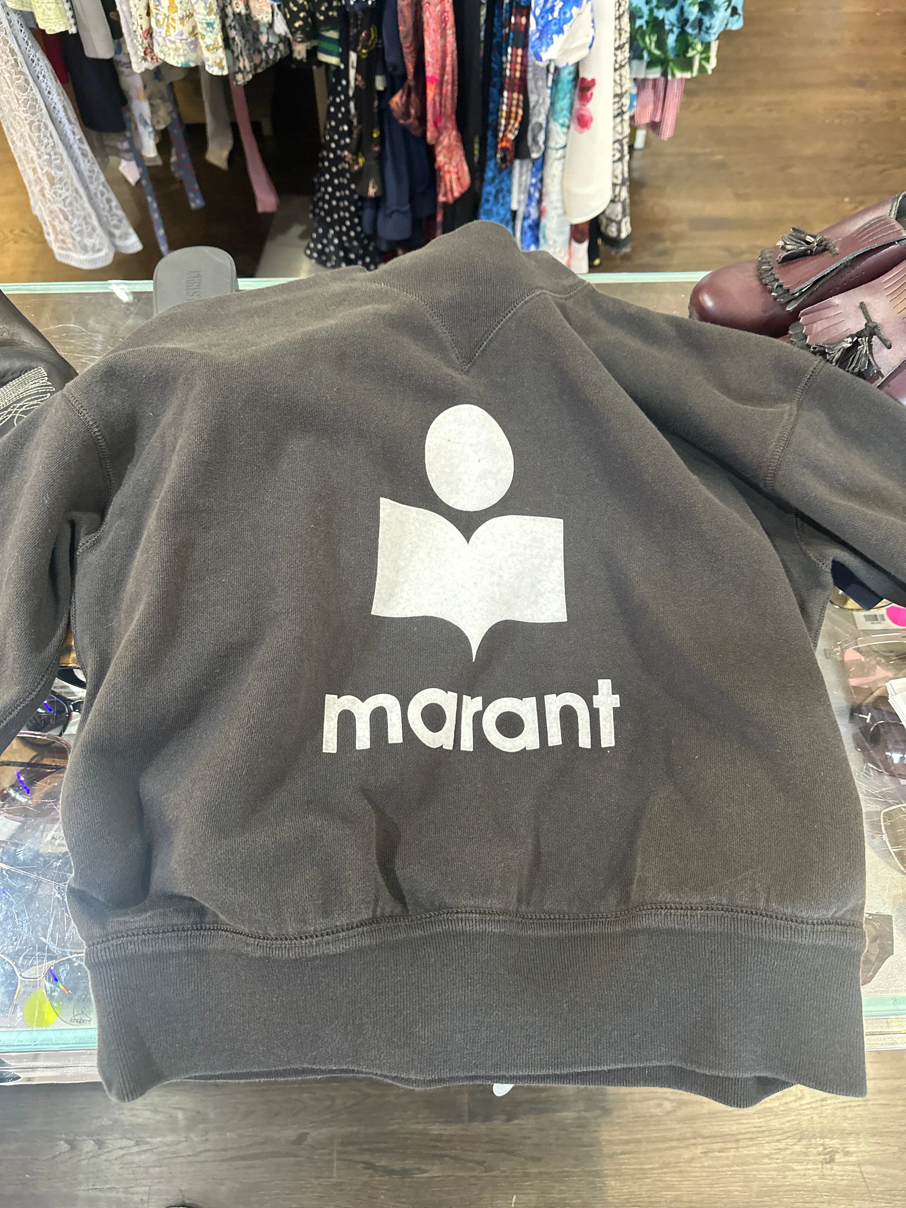 ISABEL ETOILE MARANT Dark Charcoal Grey Mock Neck Logo Sweatshirt
