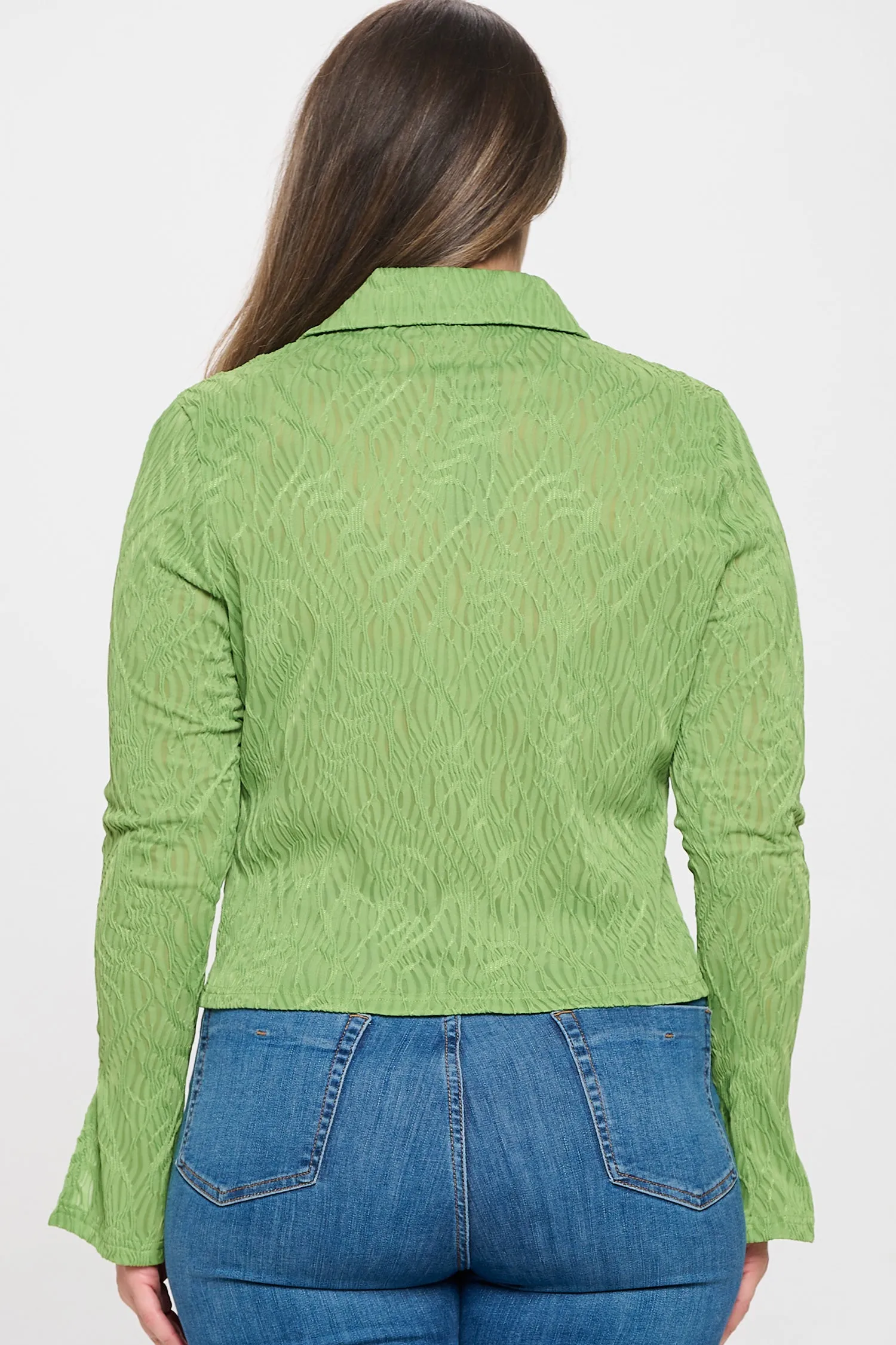 IT5945-PLUS | Tops | Junior Plus Solid Textured Long Sleeve Top