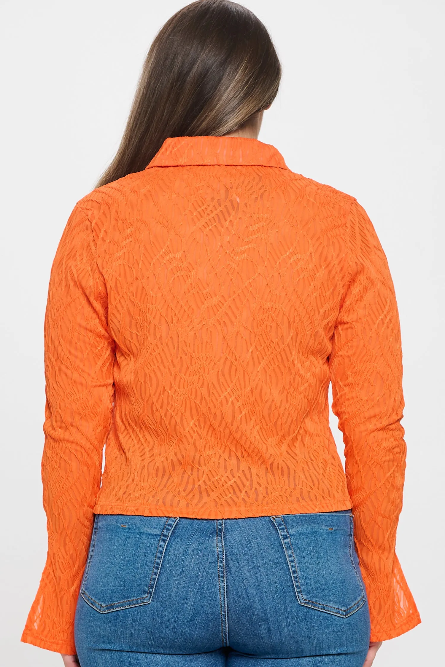 IT5945-PLUS | Tops | Junior Plus Solid Textured Long Sleeve Top