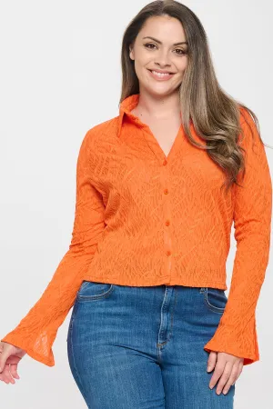 IT5945-PLUS | Tops | Junior Plus Solid Textured Long Sleeve Top