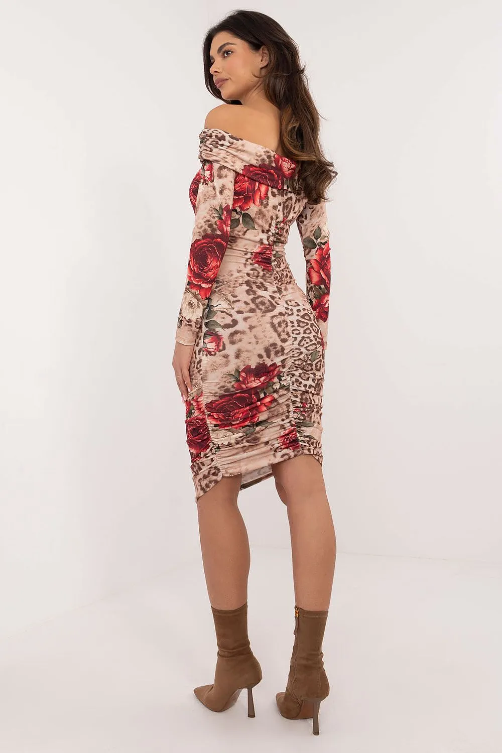 Italy Moda Women's Rose Pattern Pencil Knee-length Dress