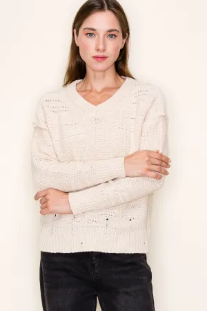 Ivory Distressed Sweater