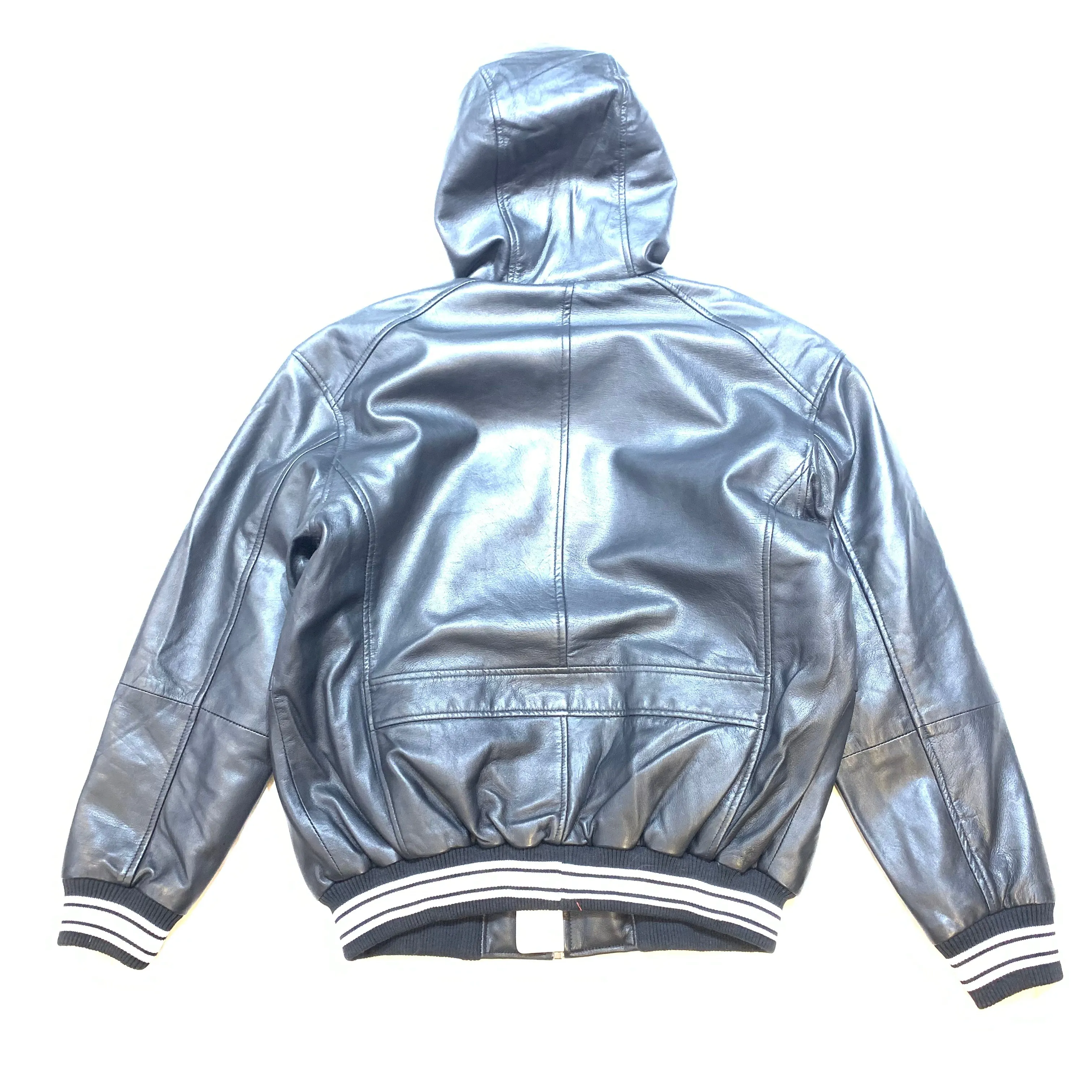 Jakewood Black Lambskin Hooded Bomber Jacket