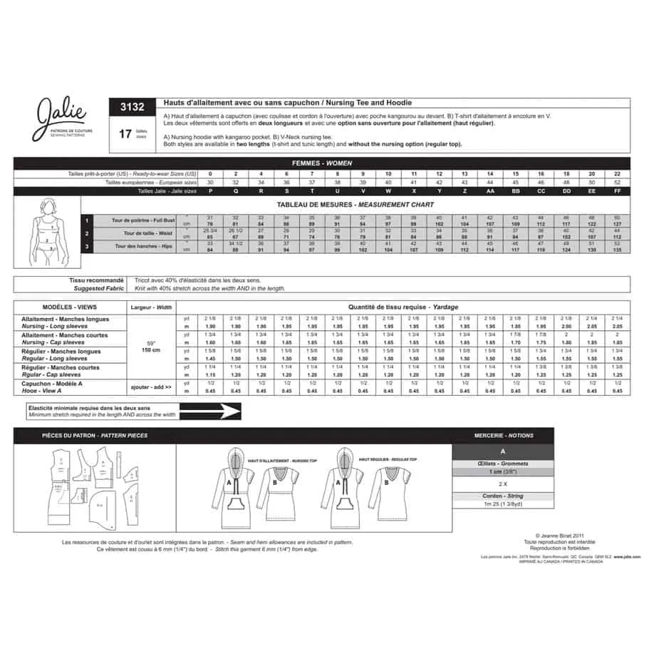 Jalie Pattern 3132 Tops with Nursing Options