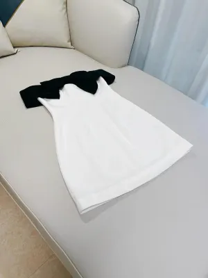 JazzHer Cute Sheath Off The Shoulder Black Bowknot White Short Homecoming Dress Birthday Dresses (PRE-ORDER)