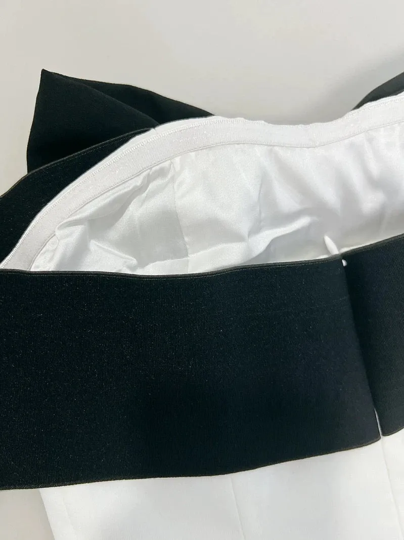 JazzHer Cute Sheath Off The Shoulder Black Bowknot White Short Homecoming Dress Birthday Dresses (PRE-ORDER)
