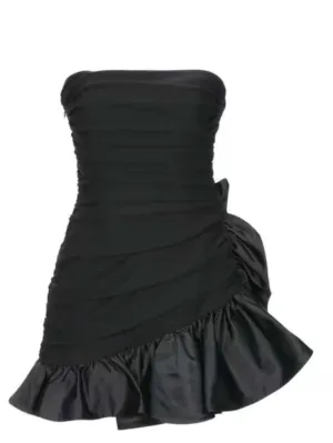 JazzHer Cute Sheath Strapless Black Short Satin Homecoming Dresses Cocktail Dress (PRE-ORDER)