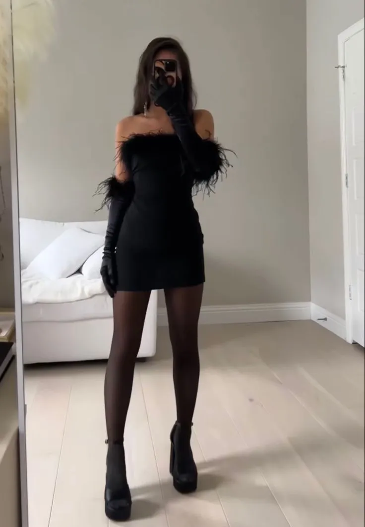 JazzHer Modest Sheath Strapless Black Short Homecoming Dresses Little Black Dress Birthday Outfits (PRE-ORDER)