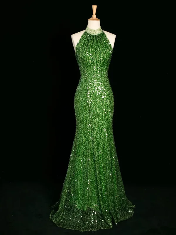 JazzHer Sexy Sheath One Shoulder Green Sequin Prom Dresses Party Evening Dress With Beads (PRE-ORDER)
