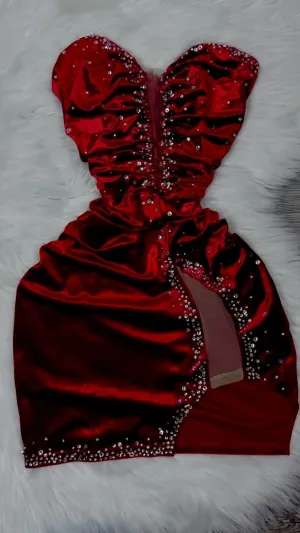 JazzHer Sexy Sheath Strapless Burgundy Velvet Short Birthday Outfits Homecoming Dresses (PRE-ORDER)