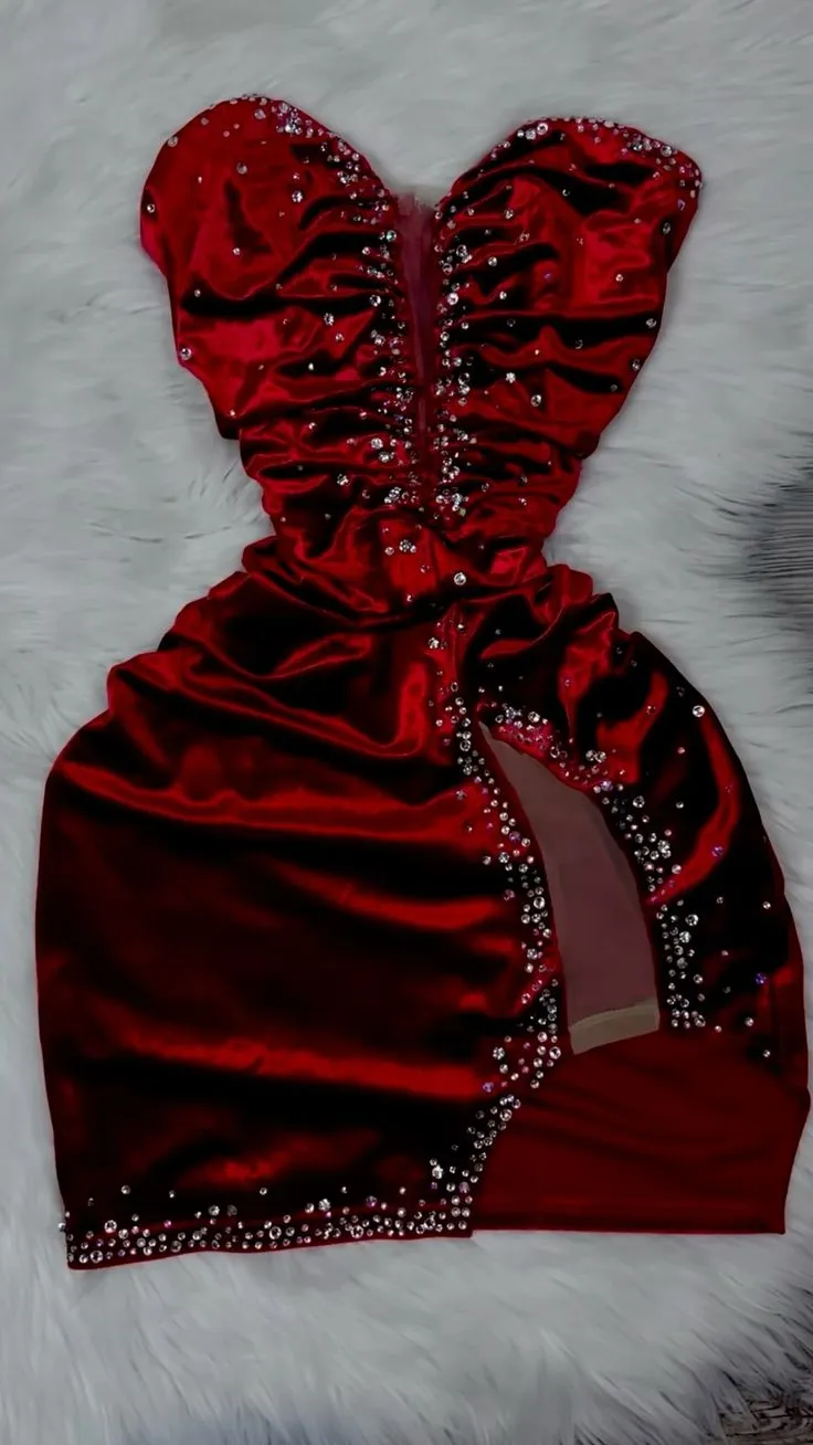 JazzHer Sexy Sheath Strapless Burgundy Velvet Short Birthday Outfits Homecoming Dresses (PRE-ORDER)