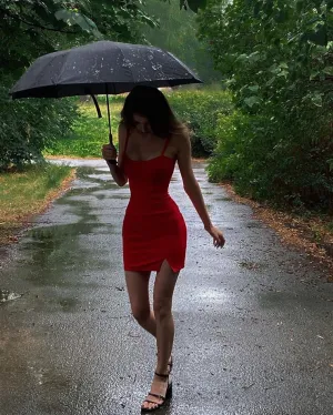 JazzHer Simple Sheath Spaghetti Straps Short Red Homecoming Dresses st Birthday Outfit (PRE-ORDER)