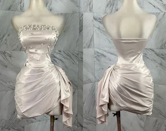 JazzHer Sparkly Prom Dresses Short Glitter Satin Party Dresses Sheath Homecoming Dress (PRE-ORDER)