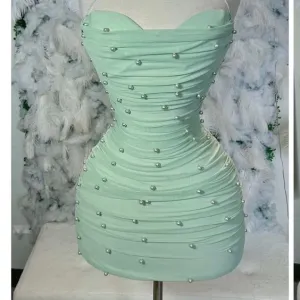 JazzHer th Birthday Sheath Halter Mint Green Short Homecoming Dresses Short Mini Party Dress (PRE-ORDER)