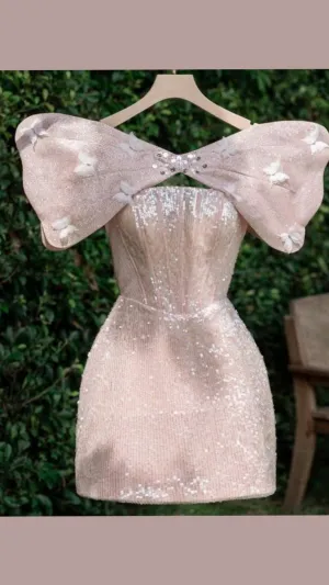 JazzHer Vintage Sheath Strapless Short Sequin Homecoming Dresses th Birthday Dress (PRE-ORDER)