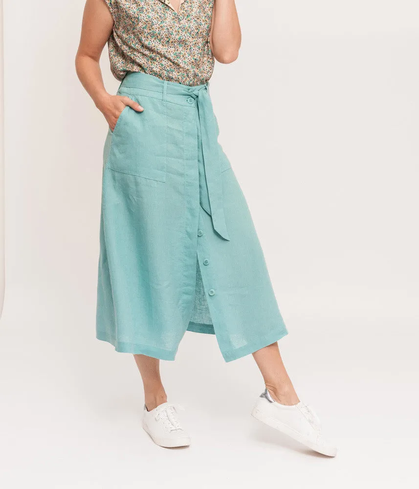 JESSYLIN LINEN MIDI SKIRT