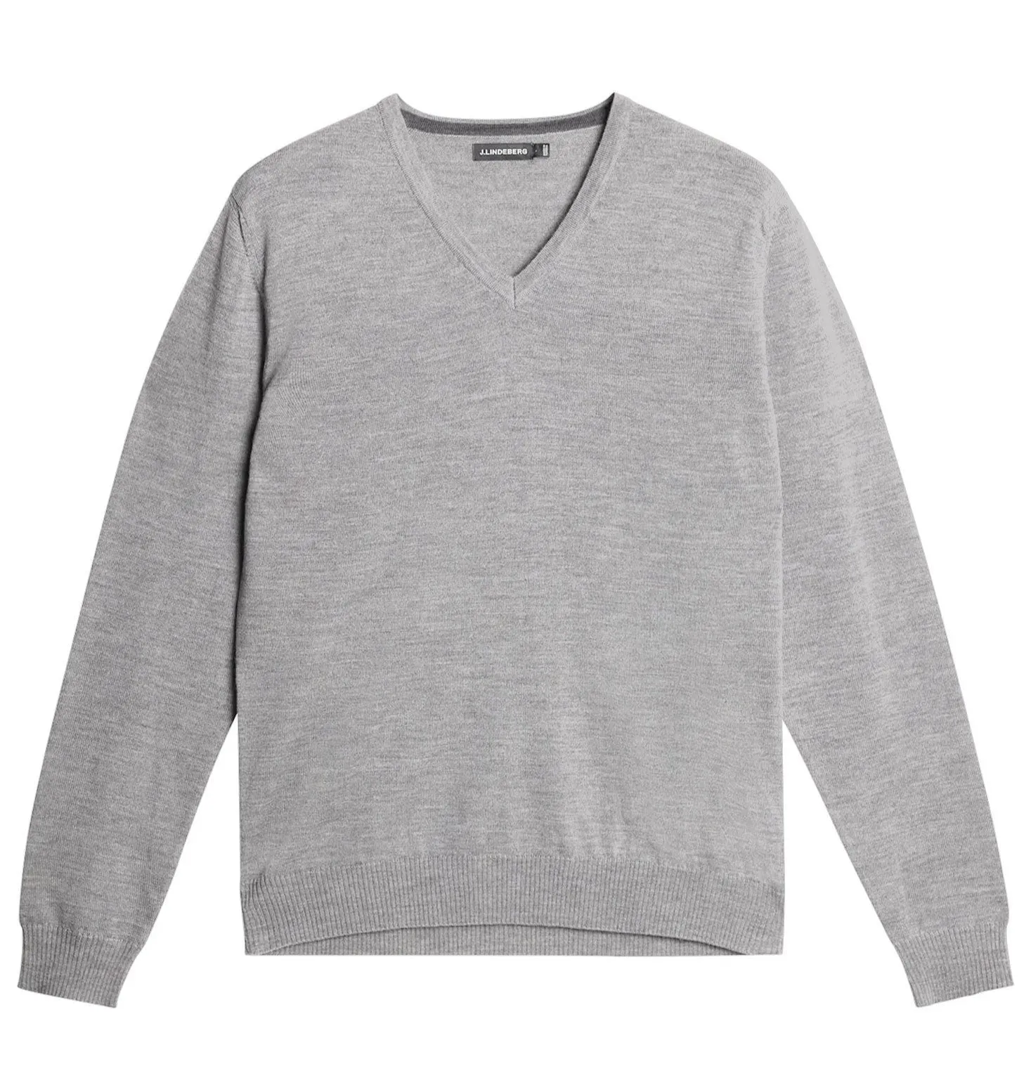 J.Lindeberg Lymann Mens V-Neck Fine Merino Sweater - LIGHT GREY MELANGE