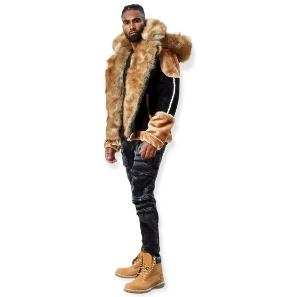 Jordan Craig Men EL Jefe Shearling Moto Jacket (Black Coffee)