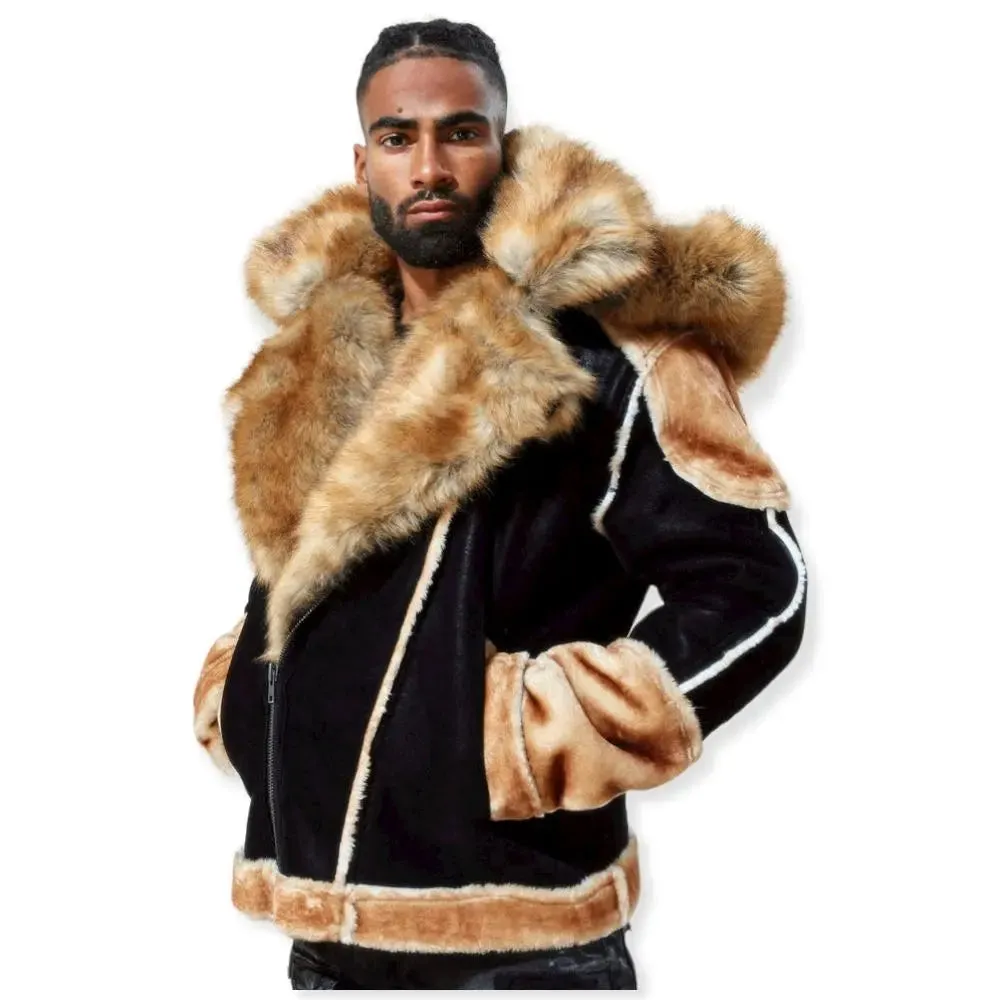Jordan Craig Men EL Jefe Shearling Moto Jacket (Black Coffee)