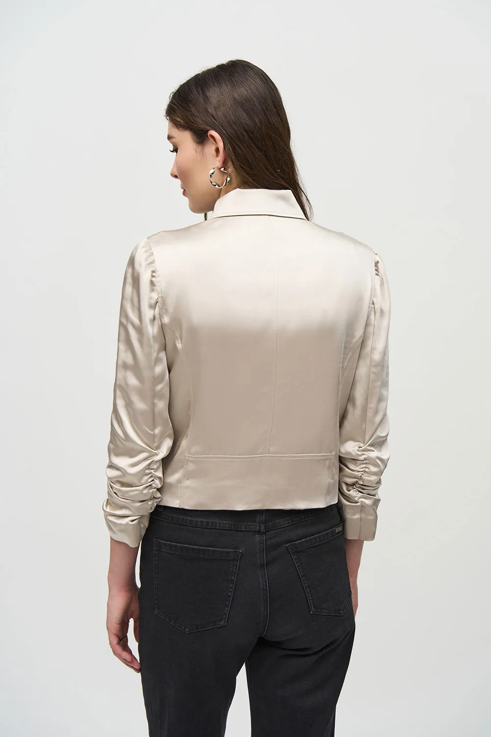 Joseph Ribkoff Satin Moto Jacket With ZIppers Jr244903