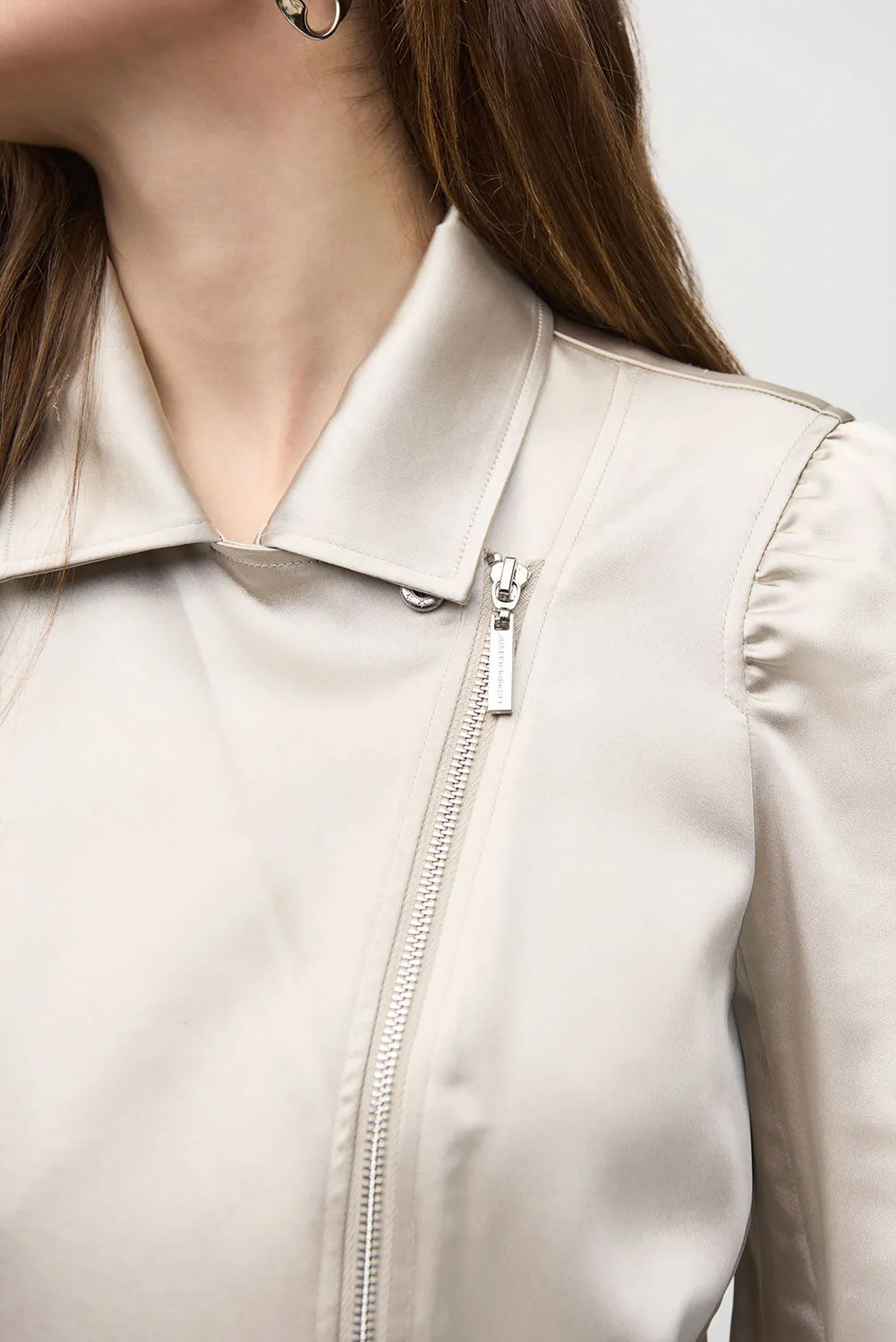 Joseph Ribkoff Satin Moto Jacket With ZIppers Jr244903