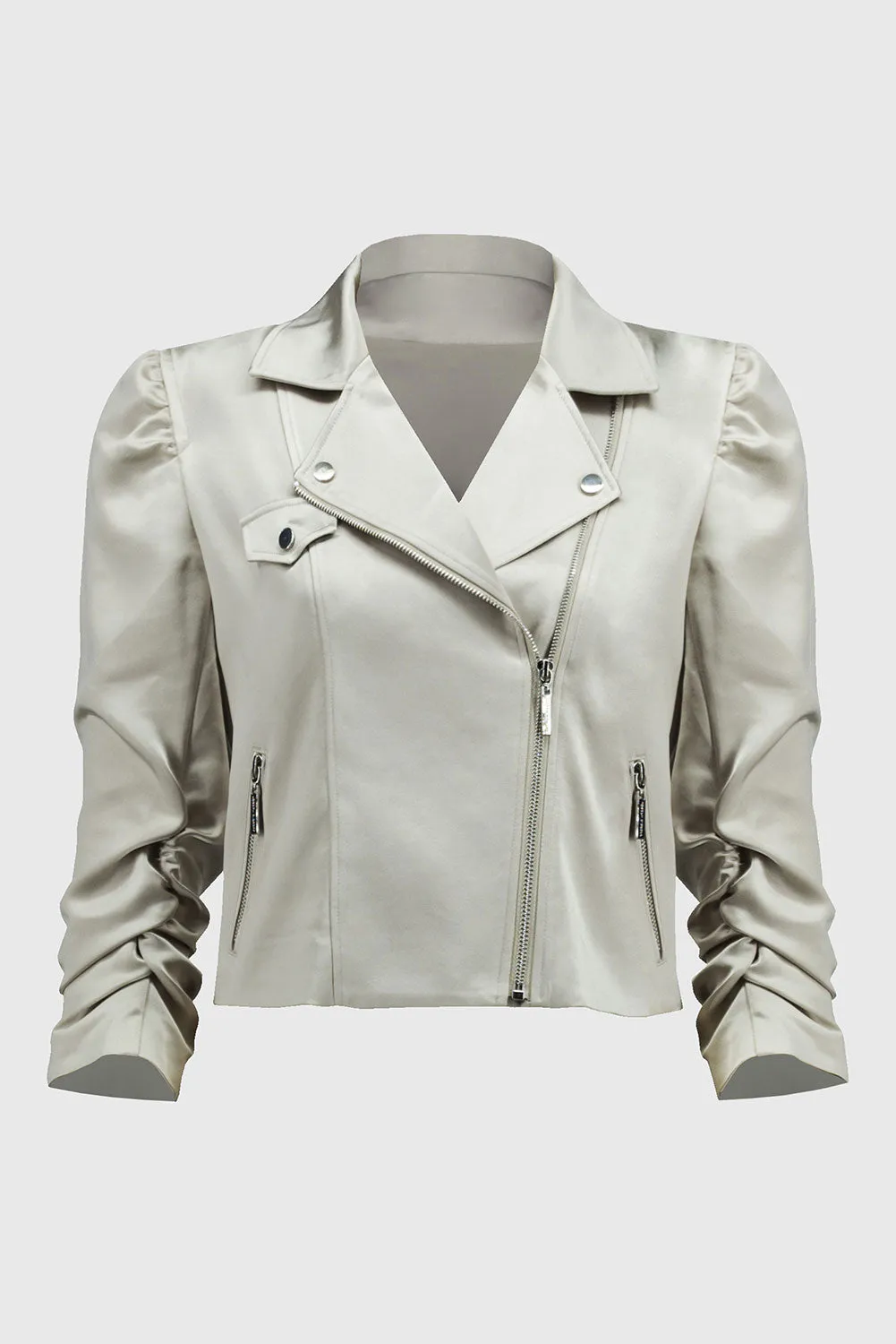Joseph Ribkoff Satin Moto Jacket With ZIppers Jr244903