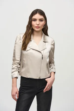 Joseph Ribkoff Satin Moto Jacket With ZIppers Jr244903