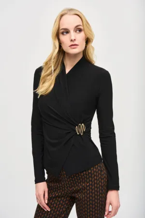 Joseph Ribkoff Wrap Front V-Neck Long Sleeve Top 243152