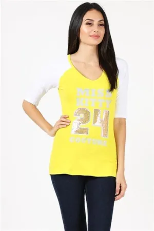 Juniors V-Neck Sport Tee Yellow - Pack of 6