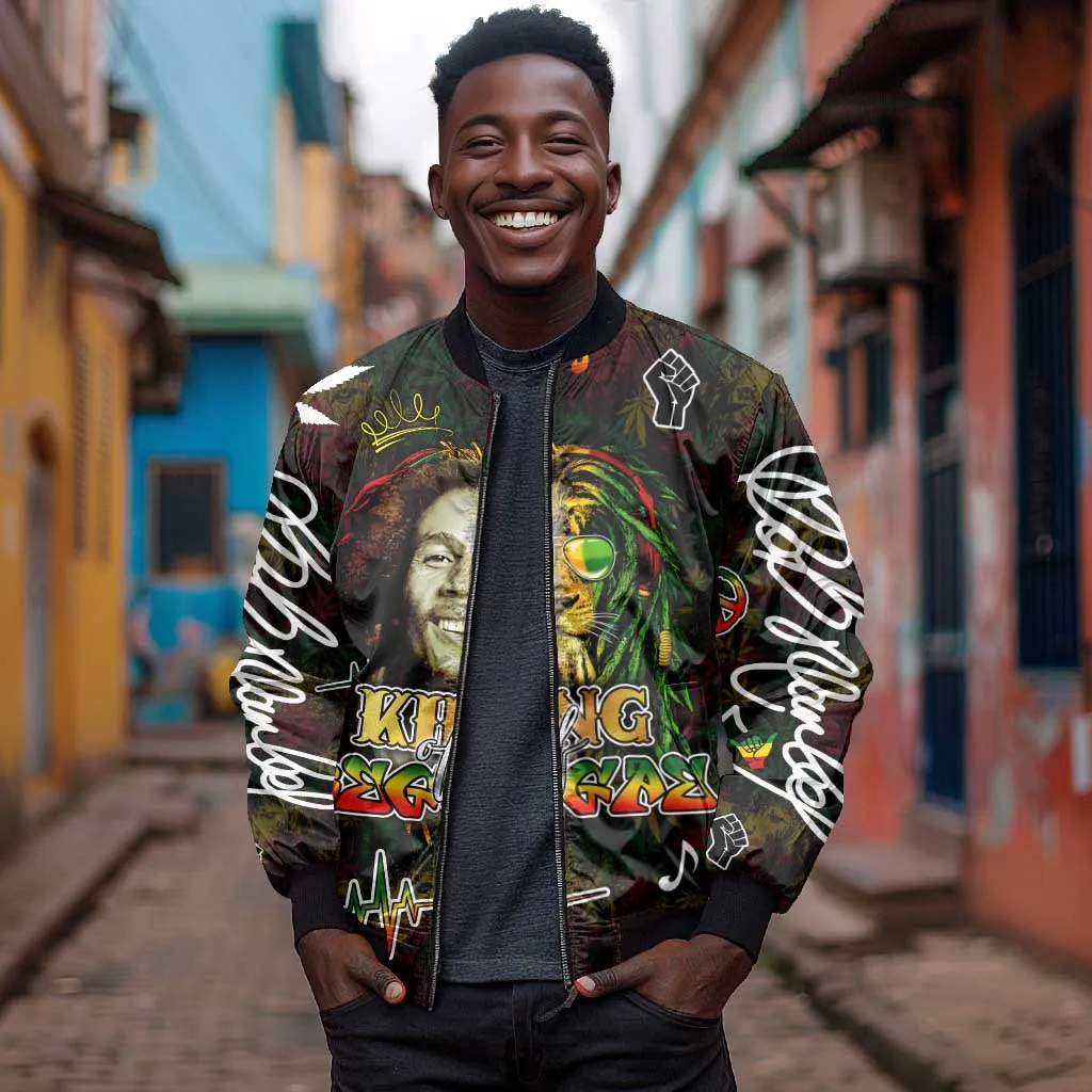 King Of Reggae Legend Bob Bomber Jacket Peace and Love DT02