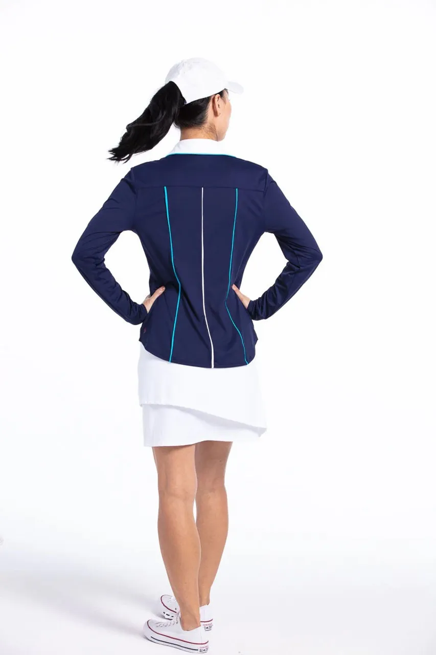Kinona Women's UPF 50  Class Act Long Sleeve Golf Shirt - NAVY