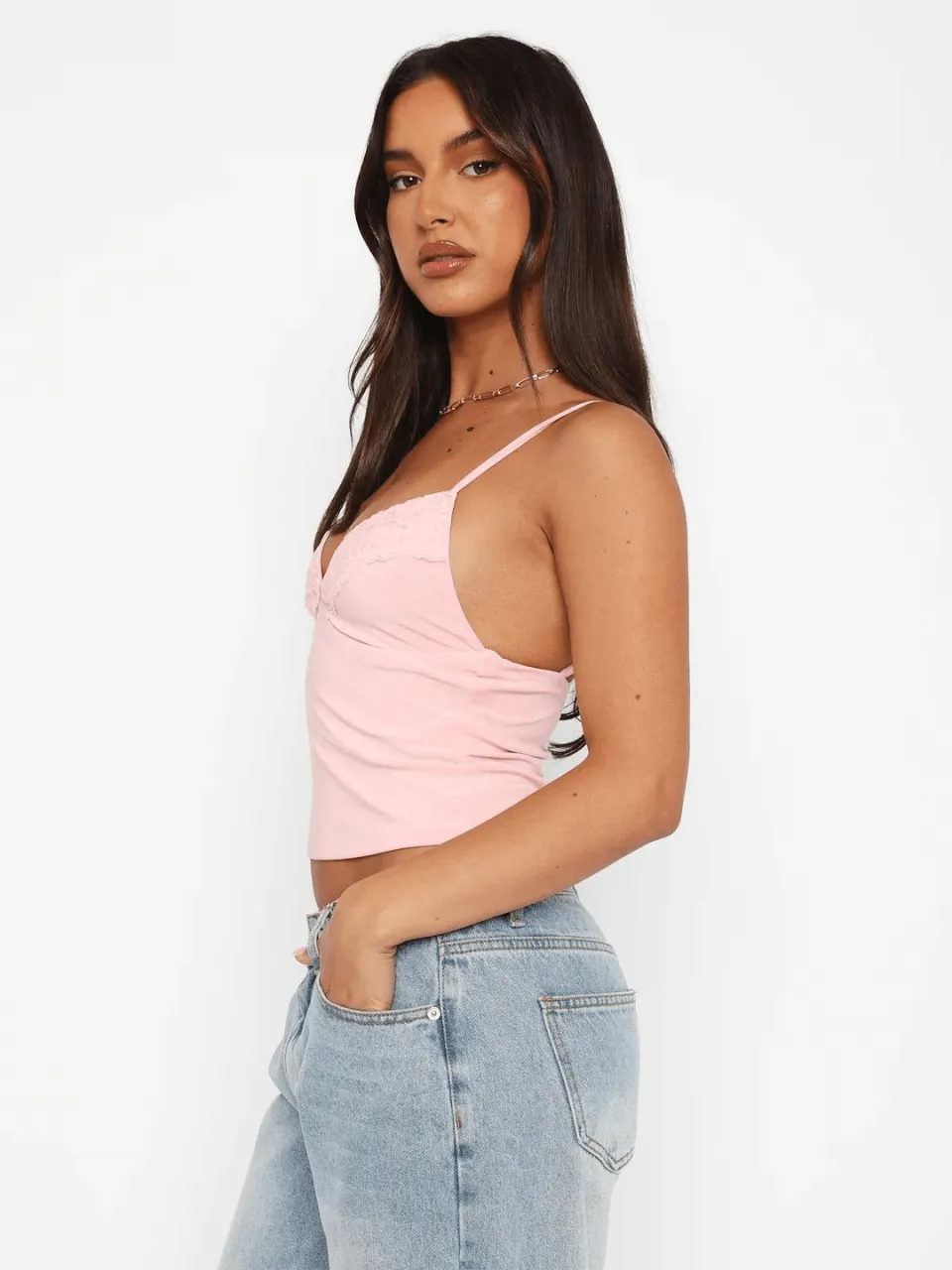 Lace Elegance V-Neck Crop Cami