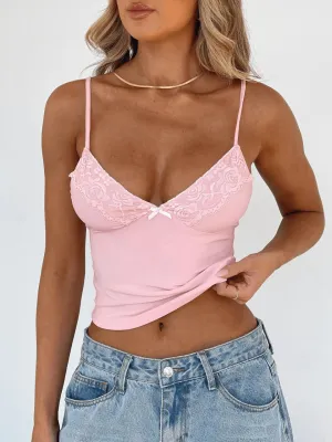 Lace Elegance V-Neck Crop Cami