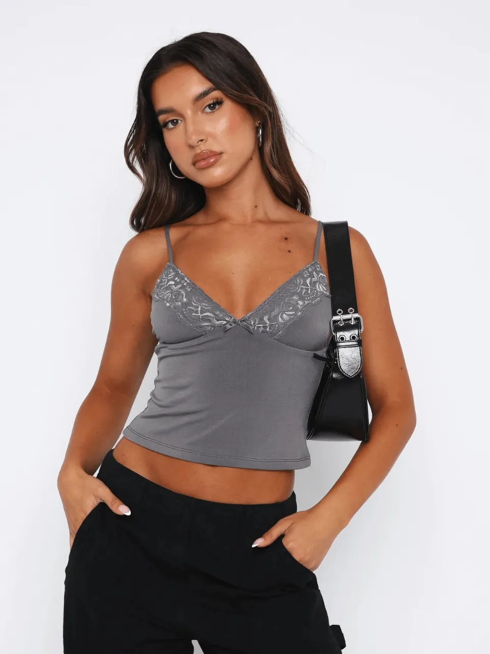 Lace Elegance V-Neck Crop Cami