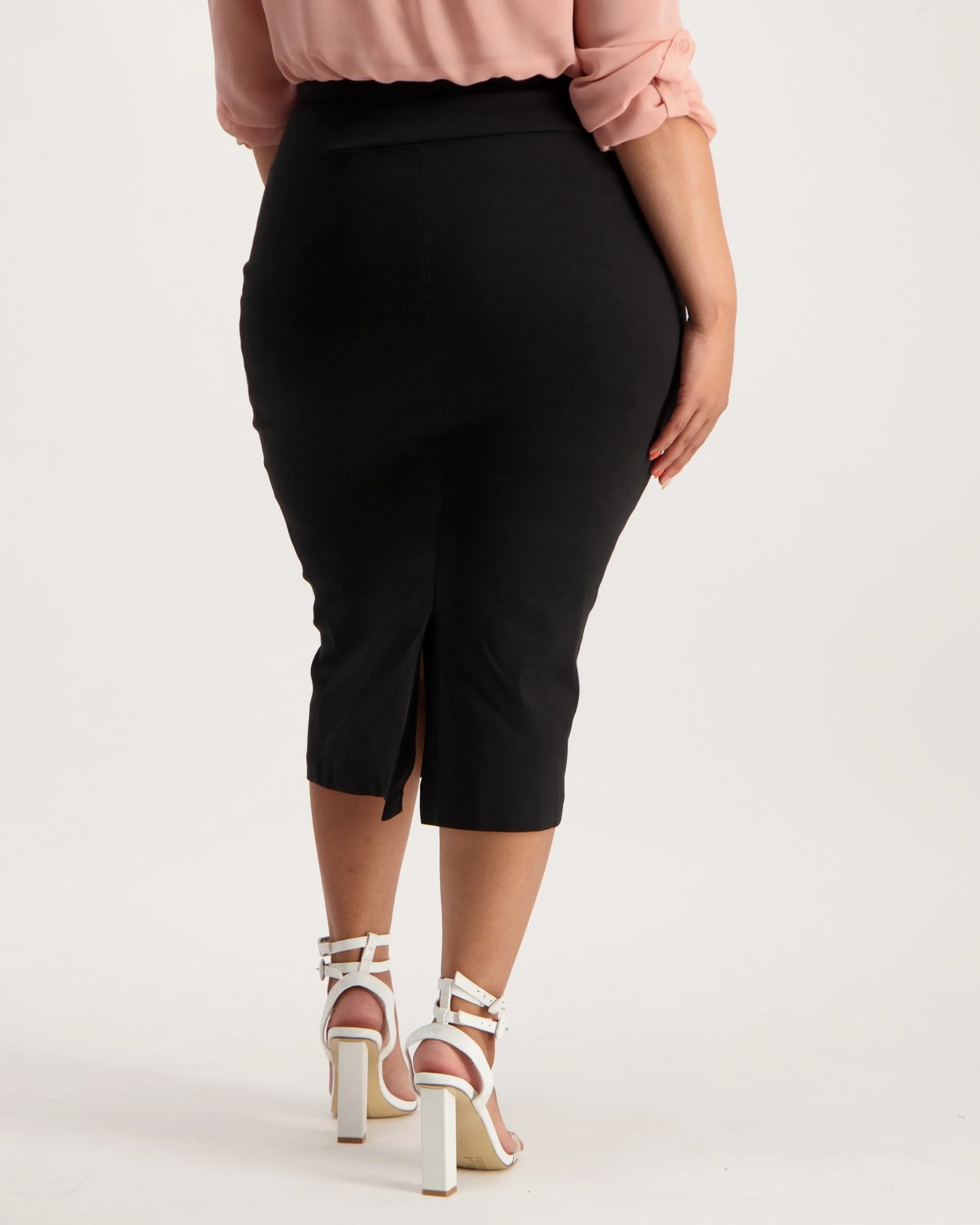 Ladies Bengaline Pencil Skirt - Black