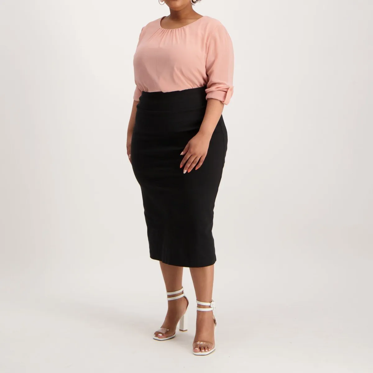 Ladies Bengaline Pencil Skirt - Black