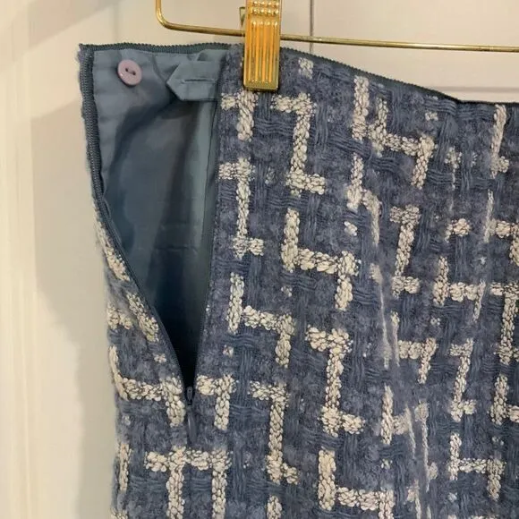Lafayette 148 Coastal Blue Adalyn Tweed Pencil Skirt Wool Mohair Size 6 New