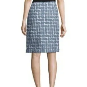 Lafayette 148 Coastal Blue Adalyn Tweed Pencil Skirt Wool Mohair Size 6 New
